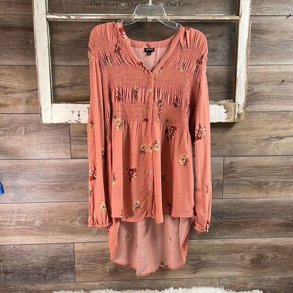 TORRID Women’s Floral Peasant Babydoll Style Blouse Hi Low Boho Size 2 2X Coral - Picture 4 of 13
